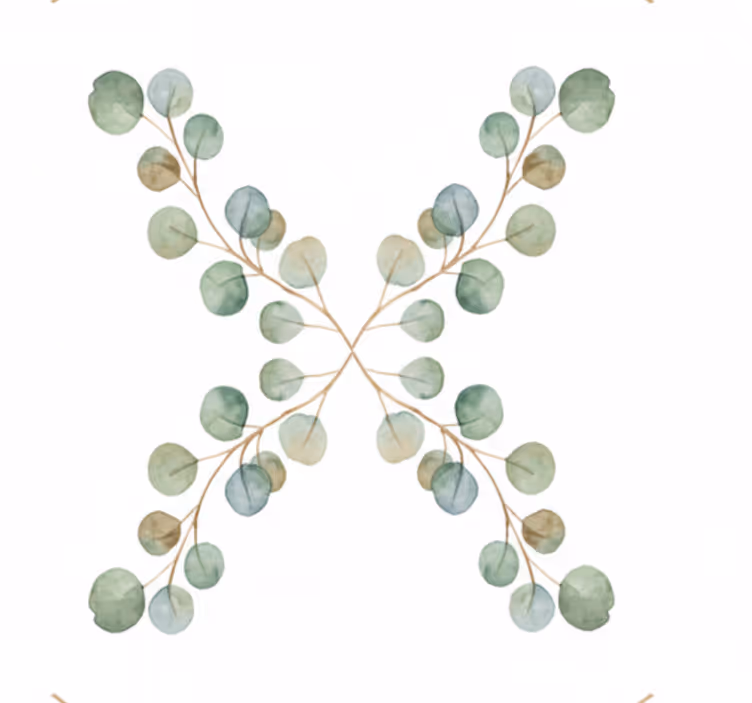 Oturma odası duvar kağıdı eucalyptus sulu boya dalı - TenStickers