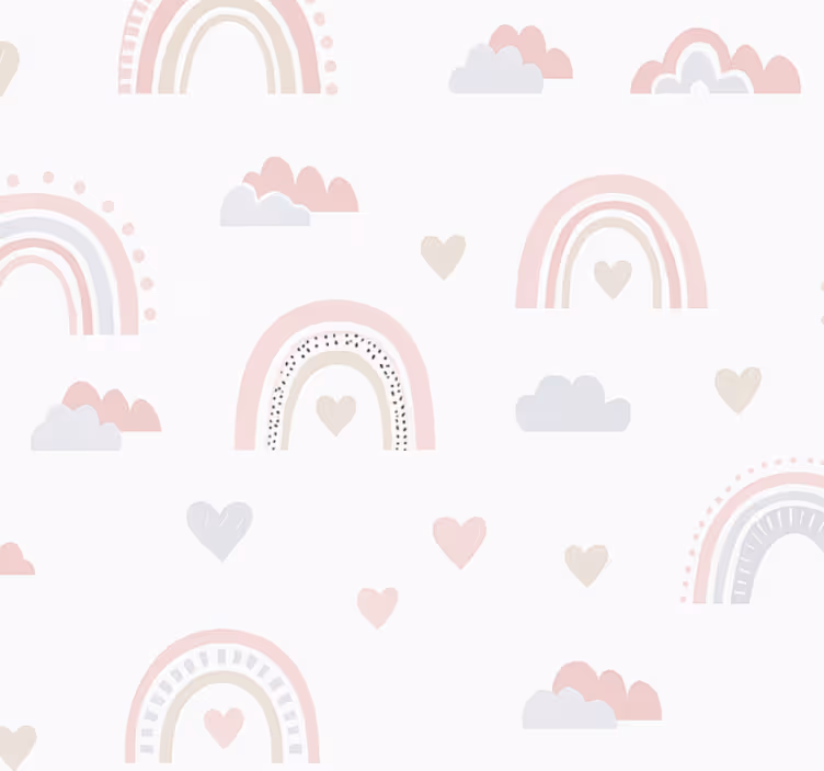 Çocuk odası duvar kağıdı pembe gökkuşağı tasarımı - TenStickers