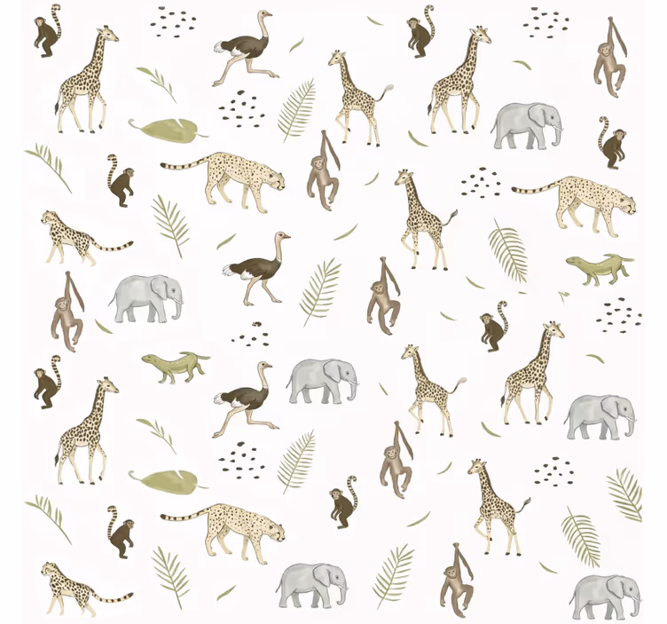 Çocuk odası duvar kağıdı savanna hayvanları - TenStickers