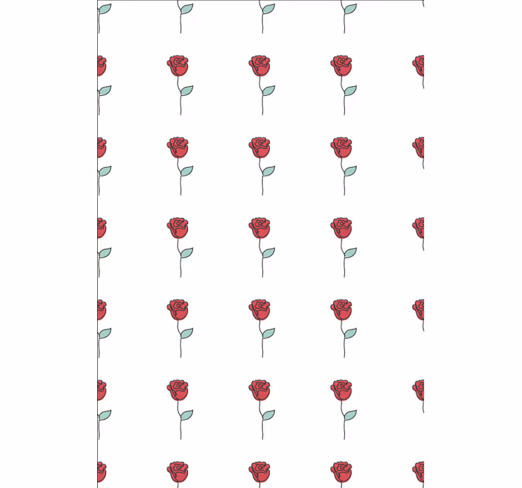 Çiçek desenli duvar kağıdı sevimli kırmızı gül çizimi - TenStickers