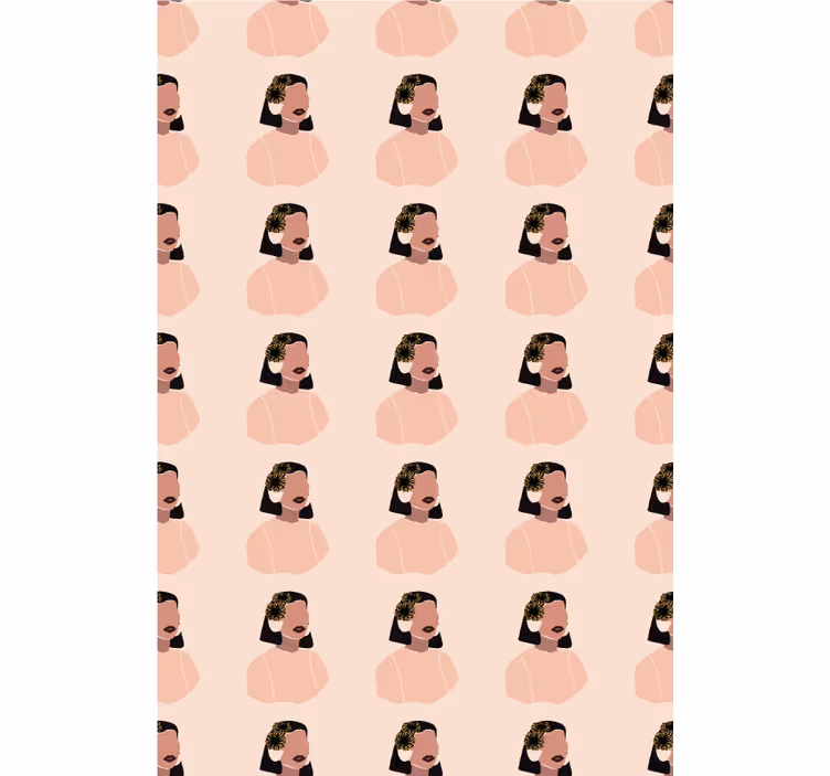 Çiçek desenli duvar kağıdı güzel kadın ayçiçeği yüzü - TenStickers