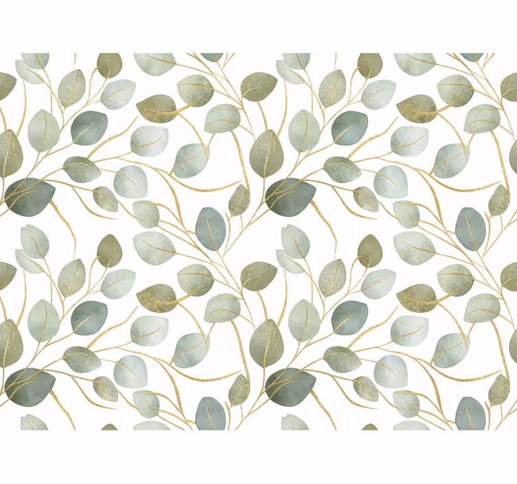Yaprak duvar kağıdı eucalyptus altın ışıltı - TenStickers
