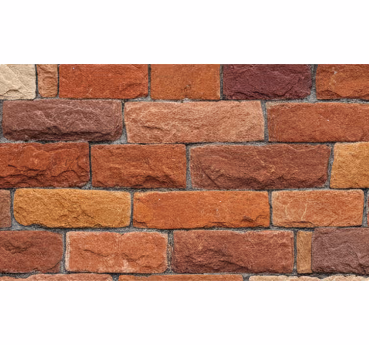 Taş desenli duvar kağıdı kırmızı turuncu taş tuğla - TenStickers