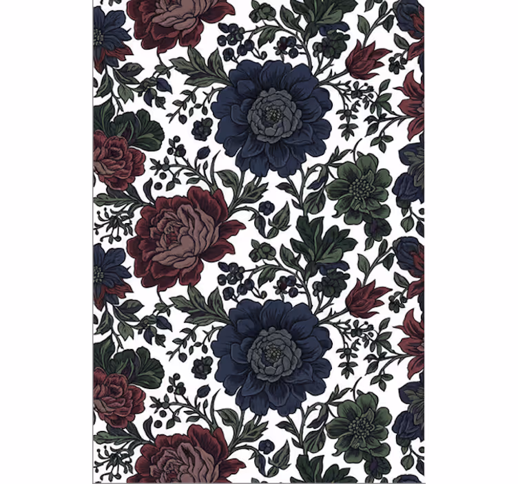 Çiçek desenli duvar kağıdı karanlık melankolik floral - TenStickers