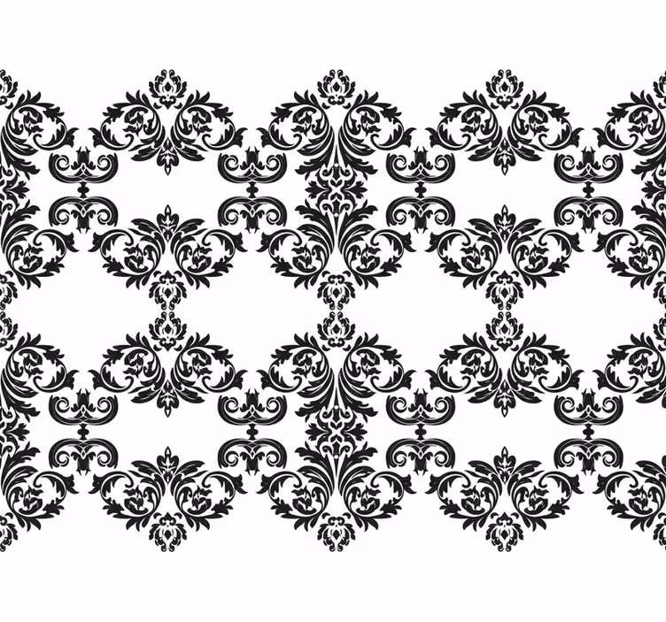 Barok duvar kağıdı siyah damask çiçek deseni - TenStickers