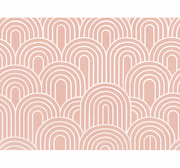 Geometrik duvar kağıdı solgun pembe retro kemerler - TenStickers