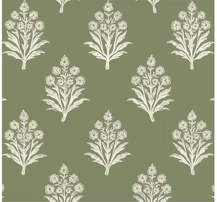 Çiçek desenli duvar kağıdı muddy green floral - TenStickers