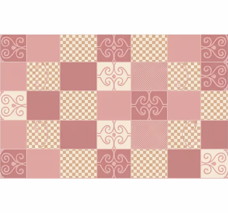 Geometrik duvar kağıdı vintage kareli pembe - TenStickers