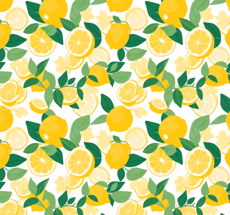 Sarı duvar kağıdı limon dilimi deseni - TenStickers
