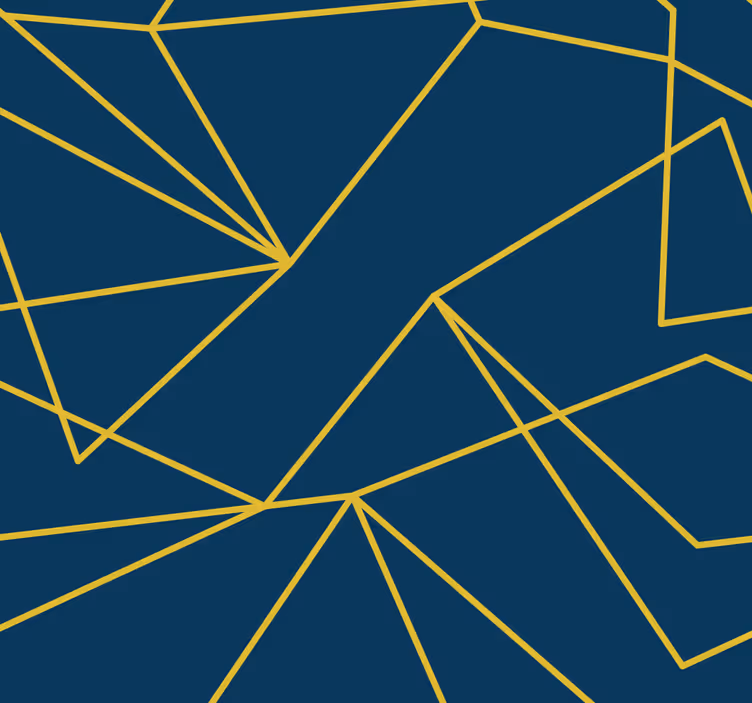 Mavi duvar kağıdı geometrik altın çizgiler - TenStickers