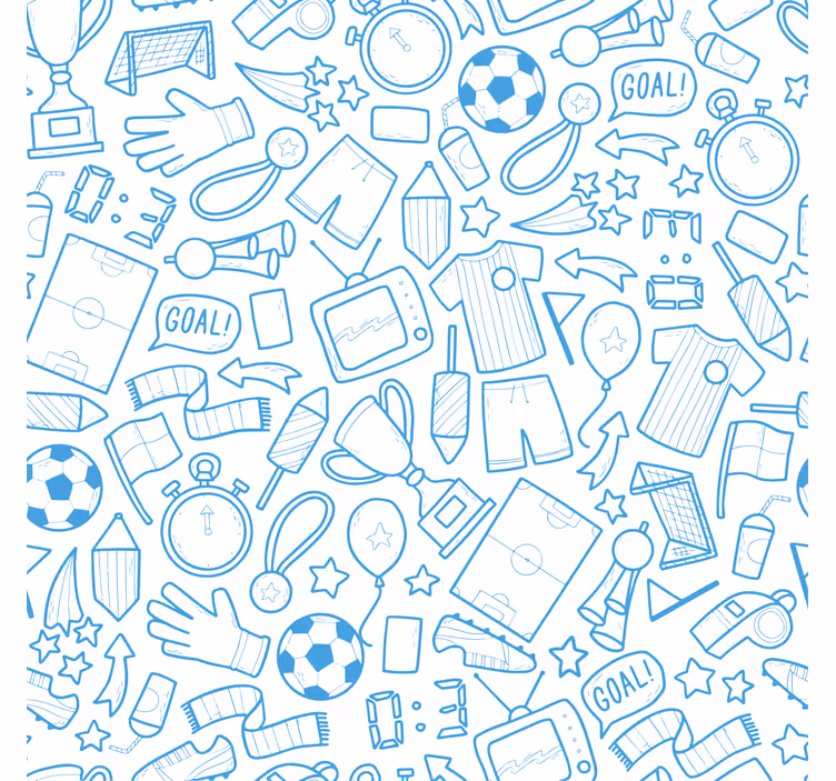 Mavi duvar kağıdı futbol ve sokak çizim seti - TenStickers