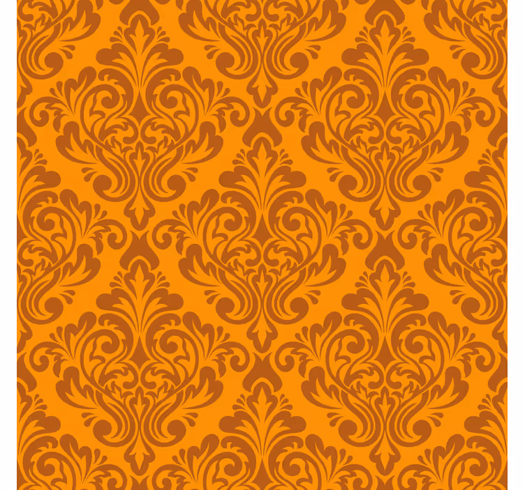Portakal duvar kağıdı vintage turuncu damask - TenStickers