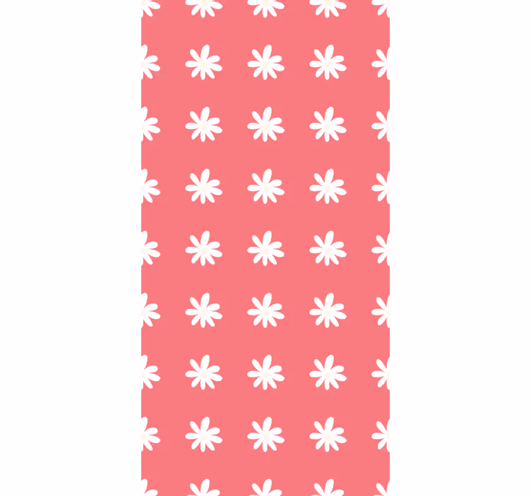 Kırmızı duvar kağıdı - pembe üzeri papatyalar deseni - TenStickers