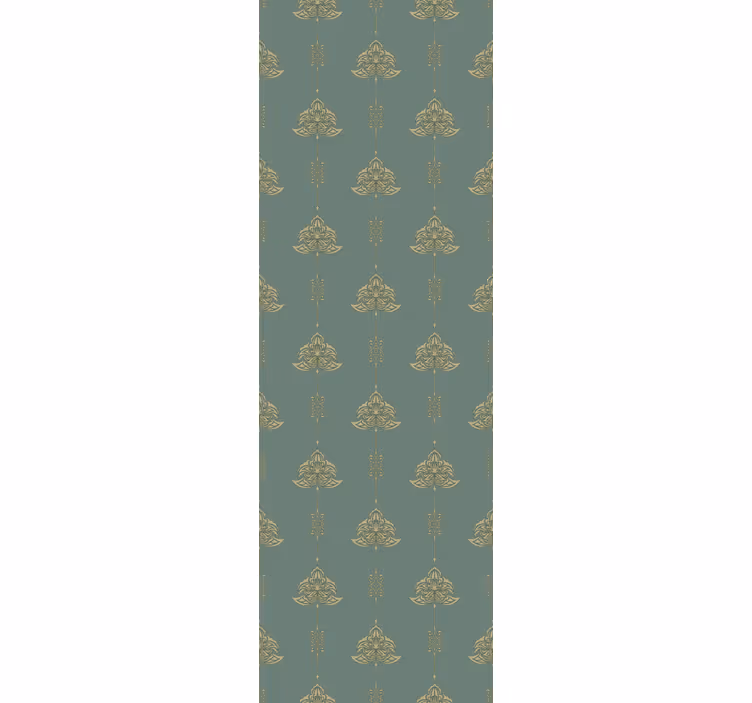 Yeşil duvar kağıdı - teal genç stil desenli altın çiçekler - TenStickers