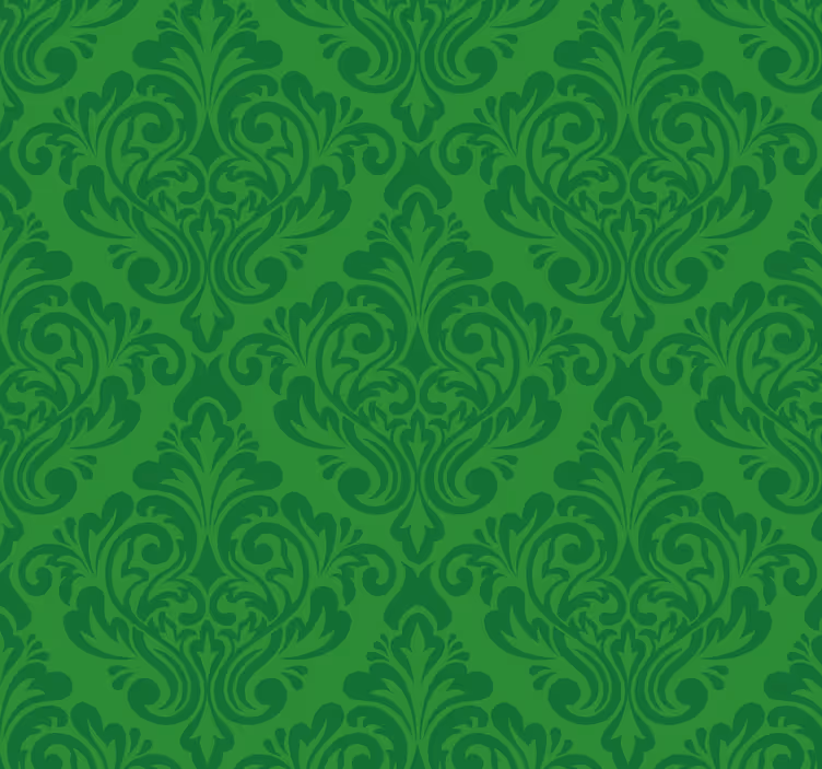 Yeşil duvar kağıdı Çiçekli damask - TenStickers