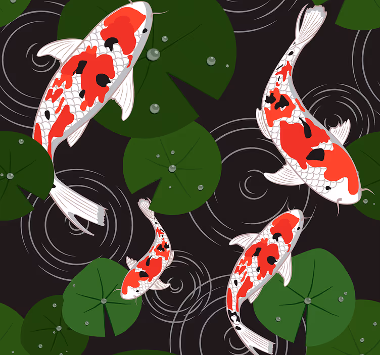 Hayvan duvar kağıdı oryantal carps - TenStickers