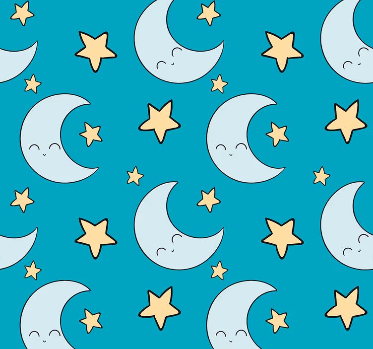 Yıldızlar ve ay çocuk duvar kağıdı - TenStickers
