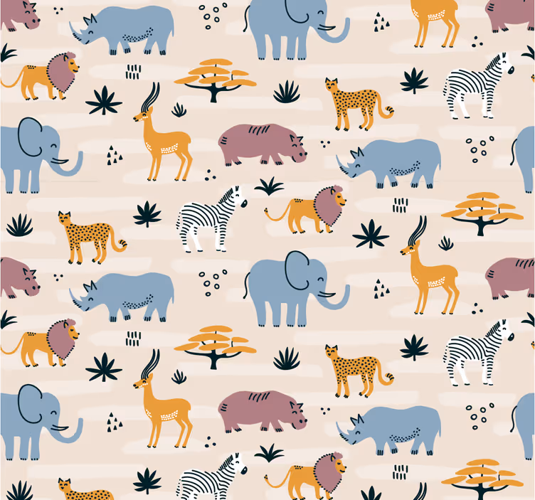 Vahşi hayvanlar hayvan duvar kağıdı - TenStickers