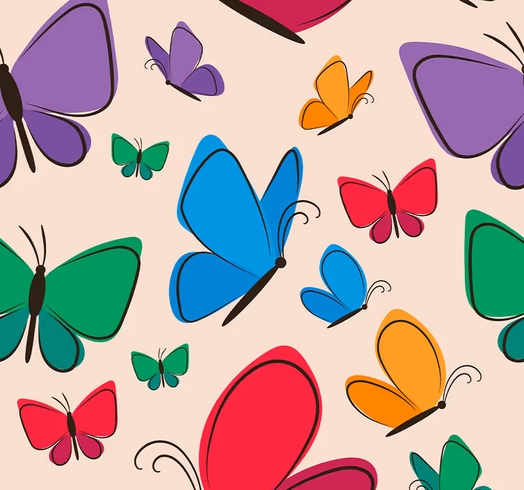 çocuklar için uçan kelebekler kelebek duvar kağıdı - TenStickers