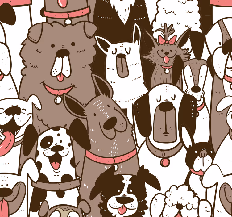 Mutlu yüzler köpek duvar kağıdı - TenStickers