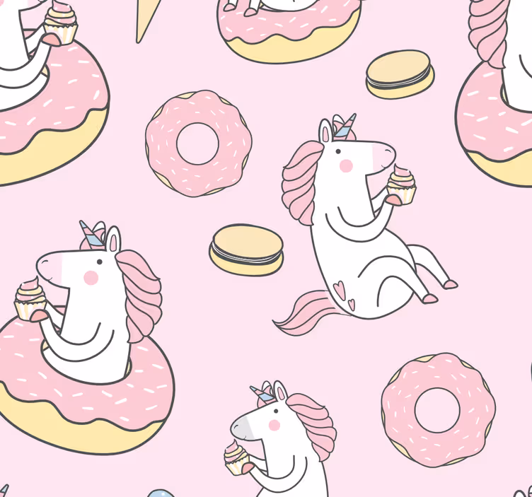 Duvar kağıdı pembe unicorn çocuk duvar kağıdı - TenStickers