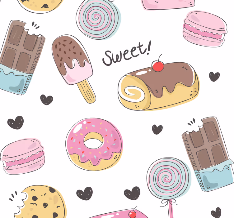 Tatlı temalı mutfak duvar kağıdı - TenStickers