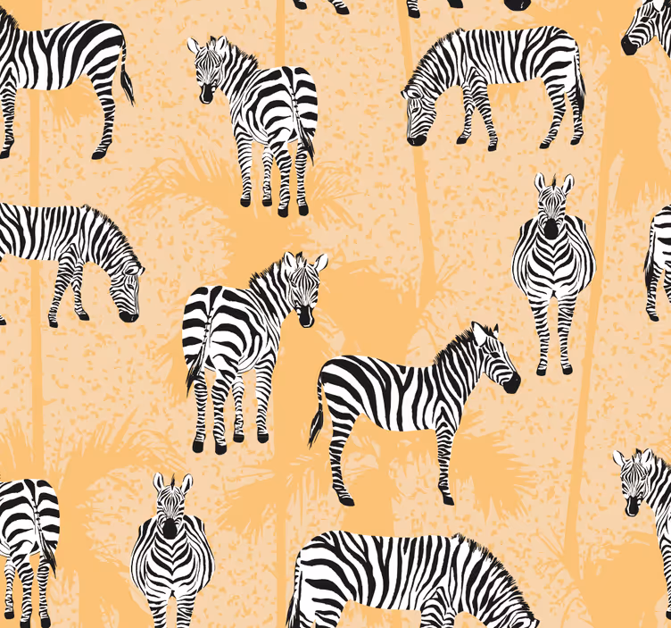 Zebra ve avuç içi hayvan duvar kağıdı - TenStickers