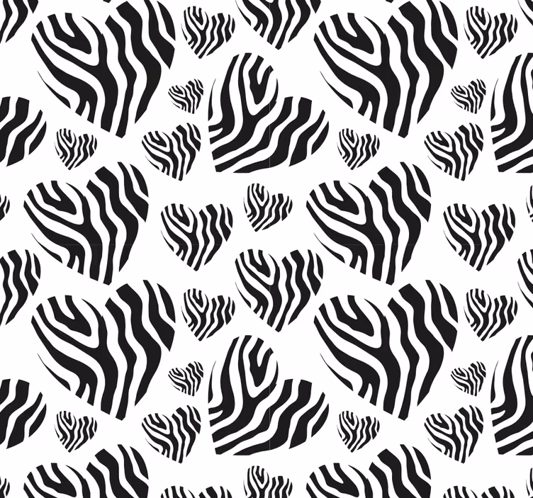 Zebra hayvan kalp baskı duvar kağıdı - TenStickers