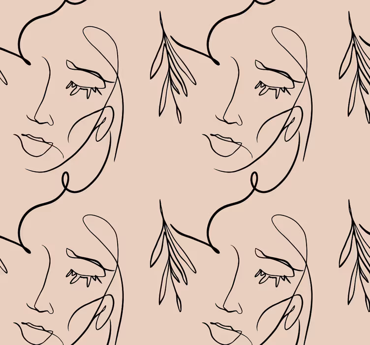 Bir çizgi sanat duvar kağıdı yüzleri - TenStickers