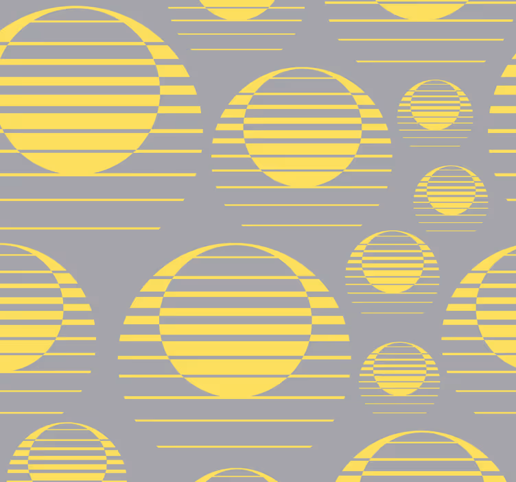 Retro sun draw gri sarı soyut duvar kağıdı - TenStickers