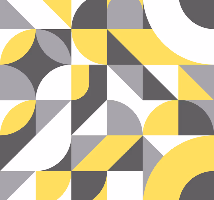 Geometrik gri ve sarı soyut duvar kağıdı - TenStickers