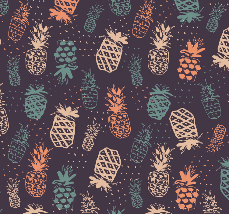 Mavi ananas duvar kağıdı duvar kağıdı - TenStickers