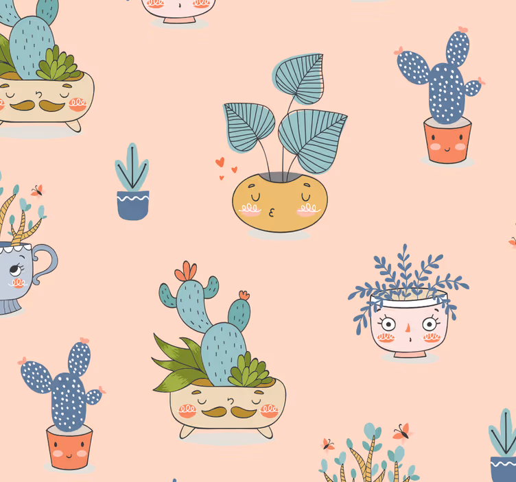 Farklı kaktüs ile mutfak duvar kağıdı - TenStickers