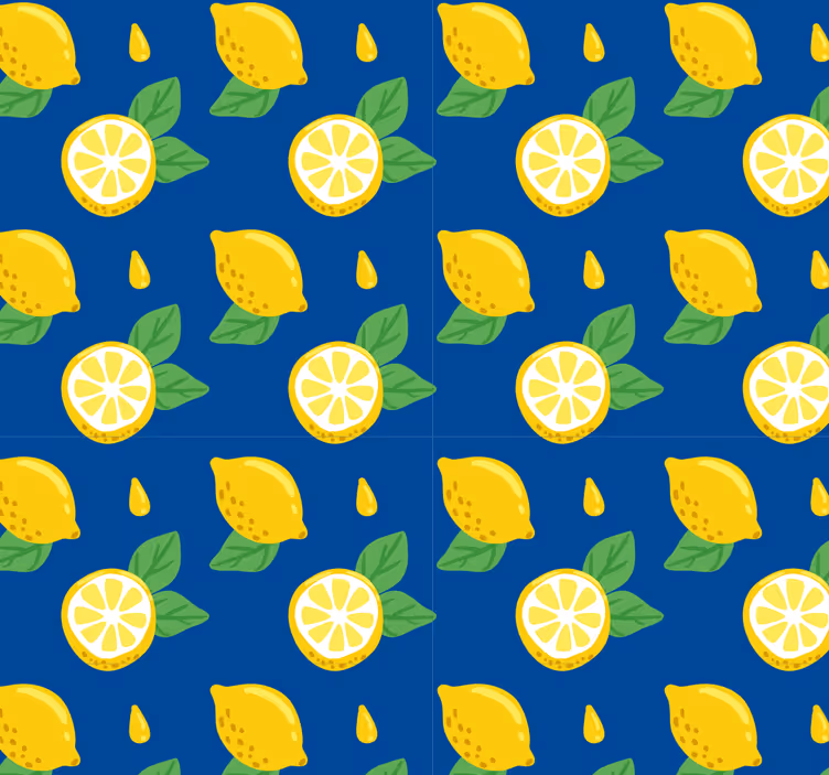 Mavi ve sarı limon narenciye duvar kağıdı - TenStickers
