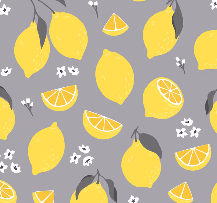 Tropikal limon narenciye duvar kağıdı - TenStickers