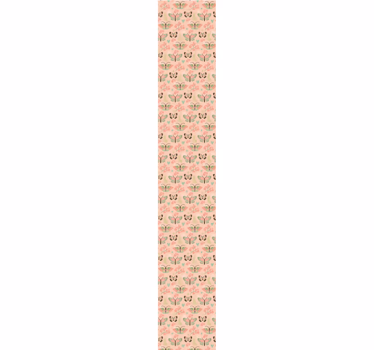 Pembe kelebek çiçek duvar kağıdı - TenStickers