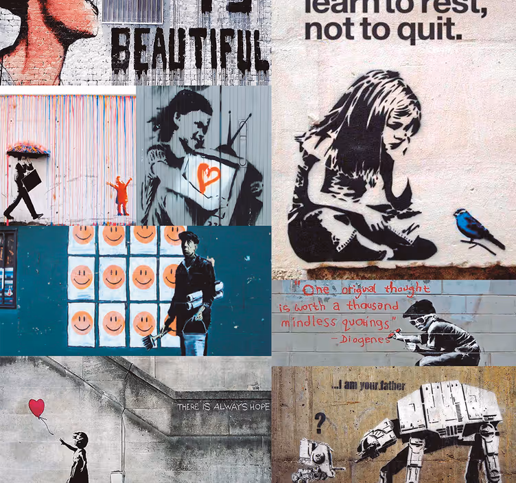 Banksy kolaj sanat duvar kağıdı - TenStickers