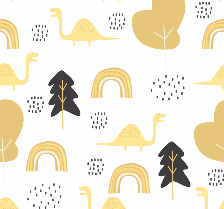 Sarı dinozorlar nordic style duvar kağıdı - TenStickers