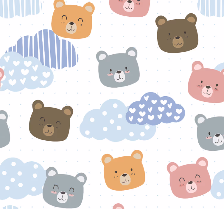 Minimalist ayı gülümseme hayvan duvar kağıdı - TenStickers