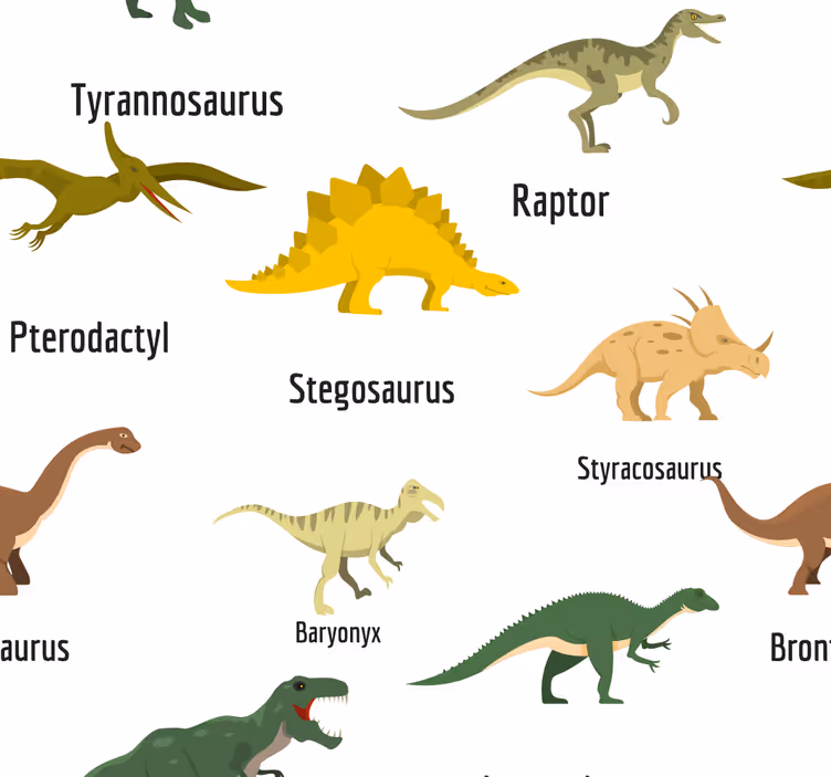 Isimleri çocuk duvar kağıdı ile gerçekçi dinozorlar - TenStickers
