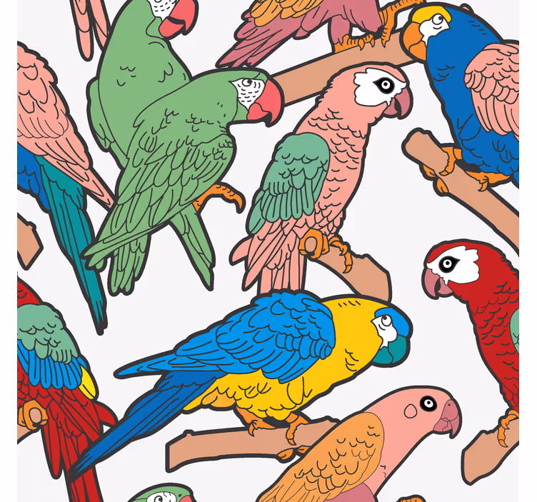 Papağan topluluğu papağanlar duvar kağıdı - TenStickers
