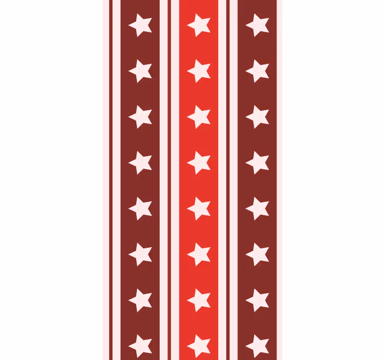 Beyaz ve kırmızı yıldızlar çizgili dikey duvar kağıdı - TenStickers