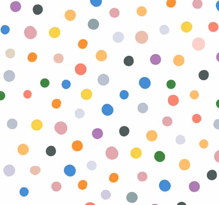 Beyaz benekli duvar kağıdı üzerinde renkli noktalar - TenStickers