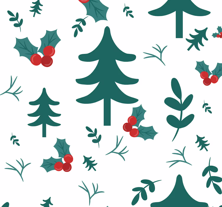 şenlikli ağaç deseni Noel duvar kağıdı - TenStickers