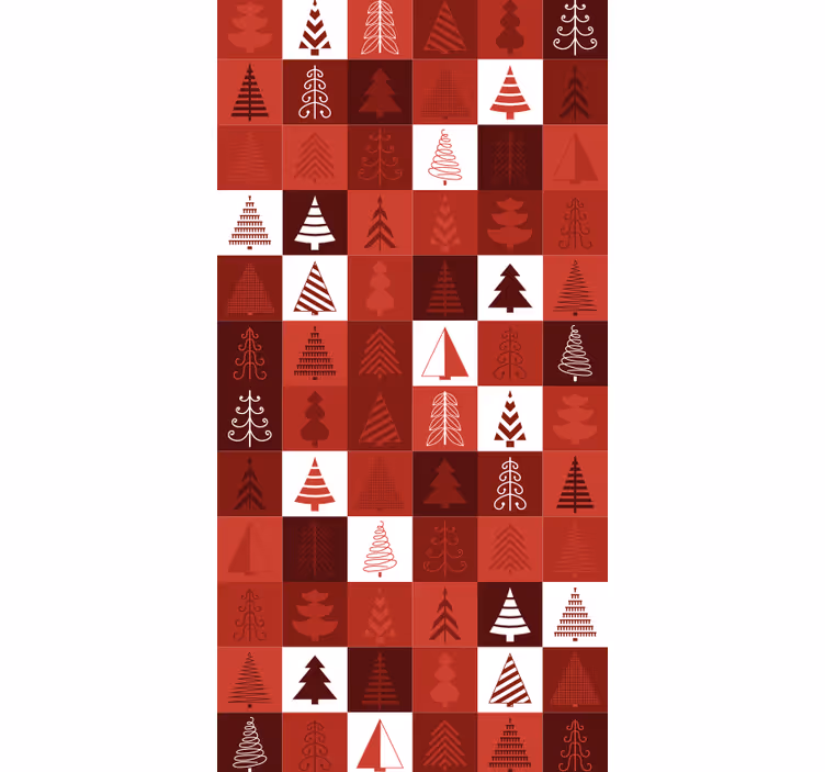 şenlikli ağaç desenleri Noel duvar kağıdı - TenStickers
