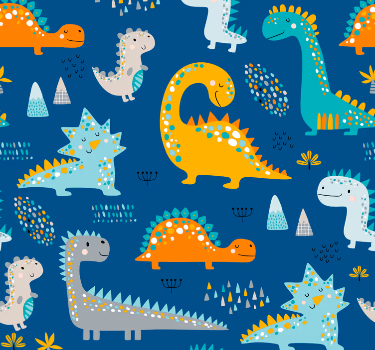 Dinozorlar desen dinozorlar duvar kağıdı - TenStickers