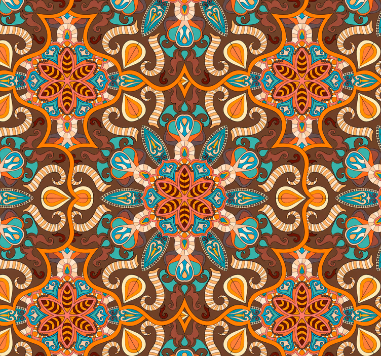 Vintage mandala elemanları kiremit duvar kağıdı - TenStickers