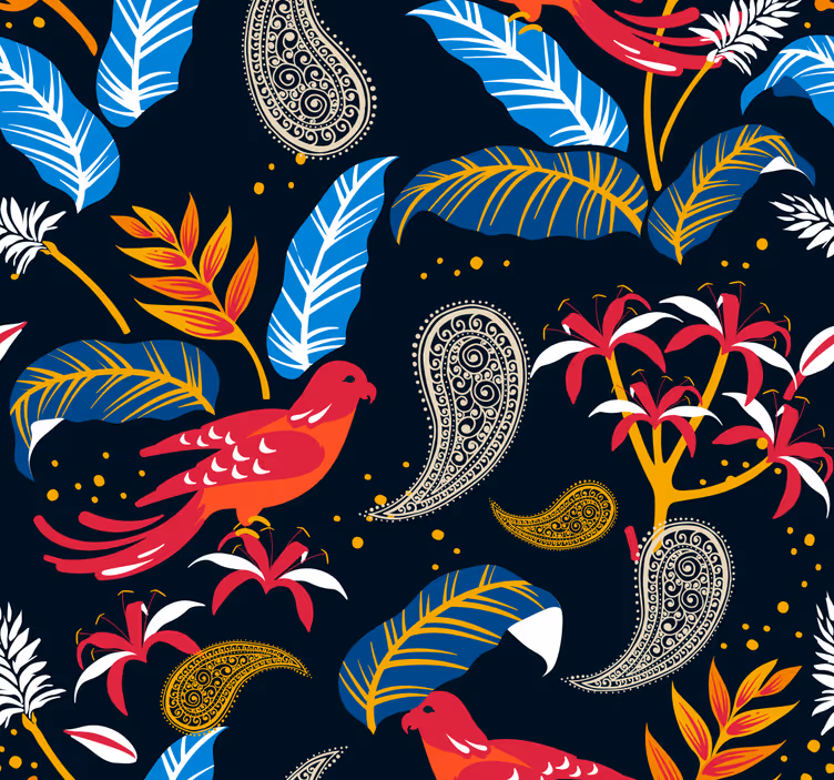 Oturma odası duvar kağıdı süslemeli kuş motifi - TenStickers