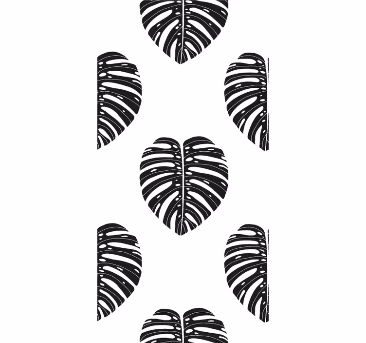 Monstera yaprak siyah duvar kağıdı - TenStickers