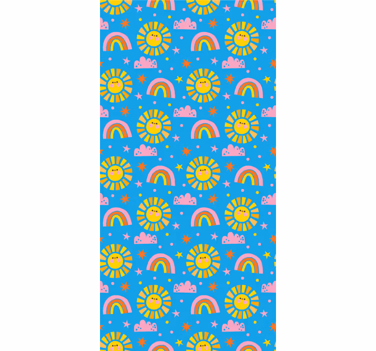 Eğlenceli gökkuşağı çocuk odası duvar kağıdı - TenStickers